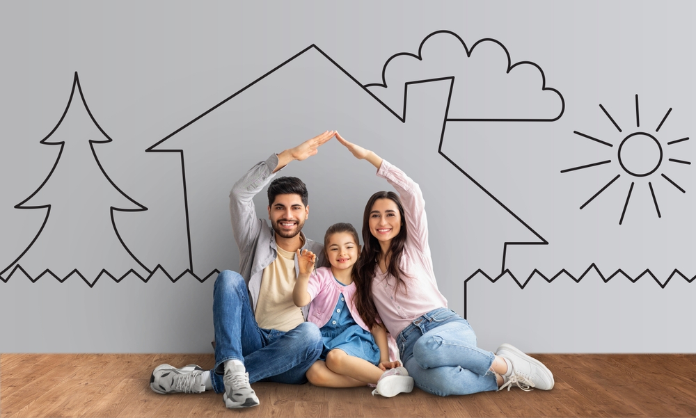Cheerful,middle,eastern,family,enjoying,their,new,apartment,,happy,mother